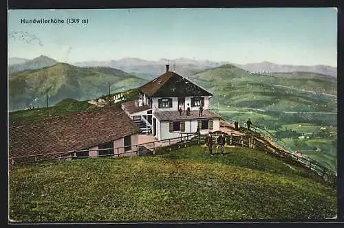 AK Hundwil, Hundwilerhöhe, Gasthaus aus der Vogelschau