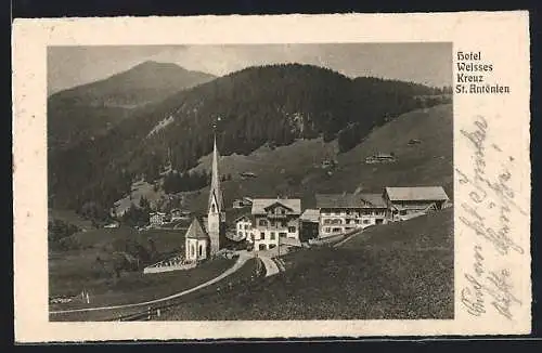 AK St. Antönien, Panorama mit Hotel Weisses Kreuz