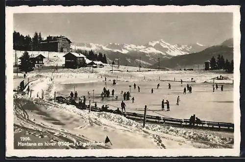 AK Montana, Schlittschuhläufer auf dem zugefrorenen See