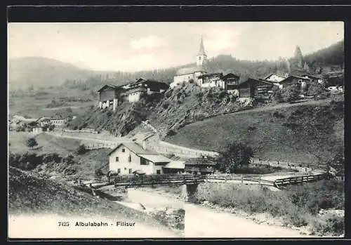 AK Filisur, Ortsansicht mit Kirche