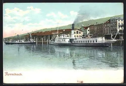 AK Rorschach, Dampfer an der Anlegestelle