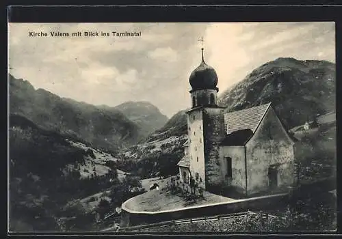 AK Valens, Kirche mit Blick ins Taminatal