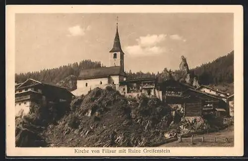 AK Filisur, Kirche und Ruine Greifenstein