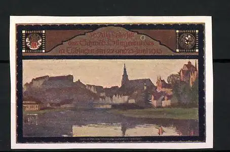 Reklamemarke Tübingen, 30. Allgem. Liederfest des schwäb. Sängerbundes 1913, Stadtansicht
