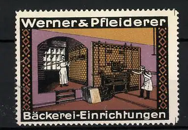 Reklamemarke Bäckerei-Einrichtungen v. Werner & Pfleiderer, Bäcker in der Backstube