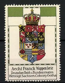 Reklamemarke Aecht Franck Wappen-Serie, Deutsches Reich u. Bundesstaaten, Herzogt. Sachsen-Coburg-Gotha