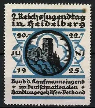 Reklamemarke Heidelberg, 2. Reichsjugendtag 1925, Schloss