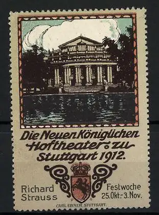 Reklamemarke Stuttgart, Kgl. Hoftheater, Richard Strauss-Festwoche 1912