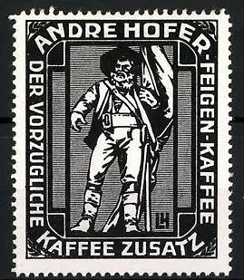 Reklamemarke Andre Hofer-Feigen-Kaffee - vorzüglicher Kaffee-Zusatz, Standbild Andre Hofer