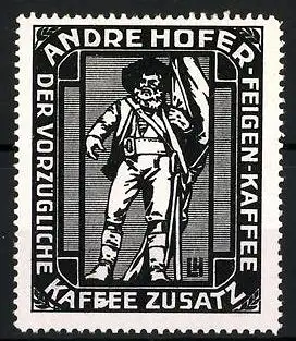 Reklamemarke Andre Hofer-Feigen-Kaffee - vorzüglicher Kaffee-Zusatz, Standbild Andre Hofer