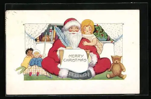 Präge-AK Der Weihnachtsmann schreibt einen Brief