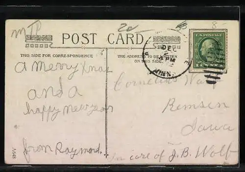 Präge-AK Weihnachtsmann verschenkt Freude