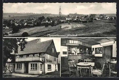 AK Massenhausen /Waldeck, Gasthof zur Post, Ortsansicht