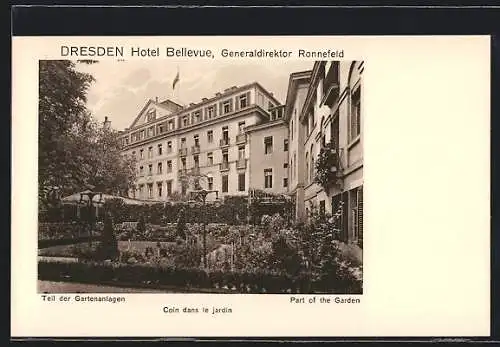 AK Dresden, Gartenanlagen im Hotel Bellevue