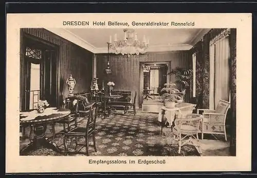 AK Dresden, Empfangssalons im Erdgeschoss vom Hotel Bellevue