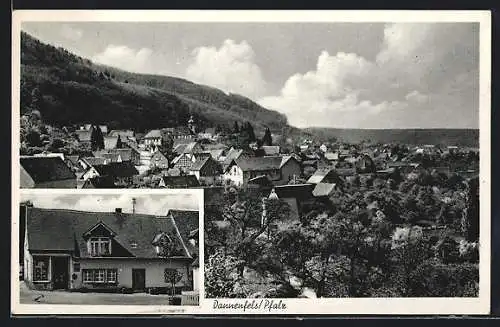 AK Dannenfels /Pfalz, Bäckerei u. Kolonialwaren-Café, Ortsansicht
