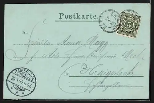 Mondschein-AK Calw, Ortsansicht mit Bergpanorama