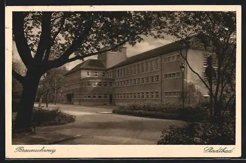 AK Braunschweig, Stadtbad mit Vorplatz