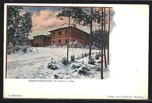 AK Berka /Ilm, Sophienheilstätte im Winter