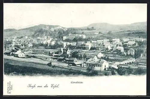 AK Gerolstein /Eifel, Ortsansicht mit Bergpanorama aus der Vogelschau