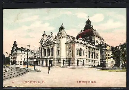 AK Frankfurt a. M., Schauspielhaus und Strasse