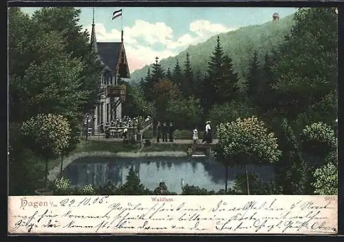 AK Hagen i. W., Gasthaus Waldlust mit Teich