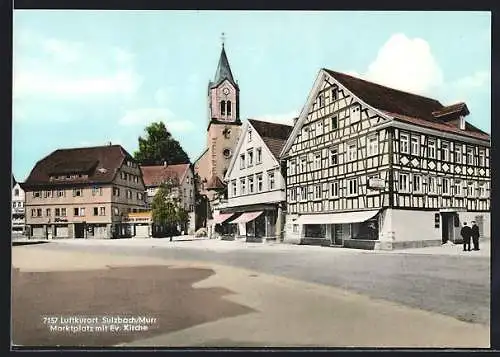 AK Sulzbach /Murr, Marktplatz mit ev. Kirche