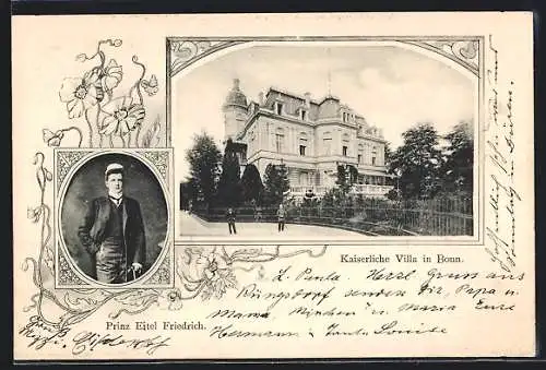 AK Bonn, Kaiserliche Villa mit Prinz Eitel Friedrich