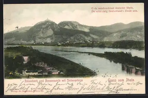 AK Nonnenwerth / Rhein, Totale mit Rolandseck und Siebengebirge