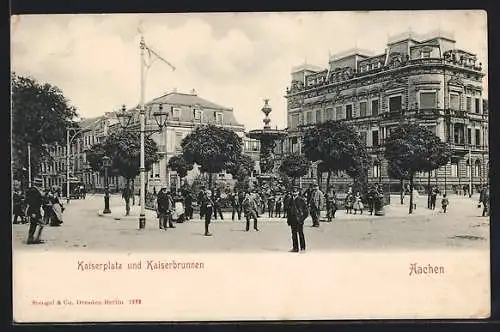 AK Aachen, Kaiserplatz mit Kaiserbrunnen