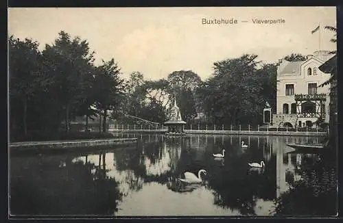 AK Buxtehude, Partie an der Viever, mit Gasthaus