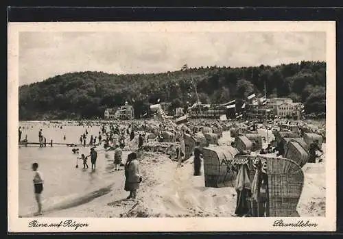AK Binz /Rügen, Strandleben mit Strandkörben