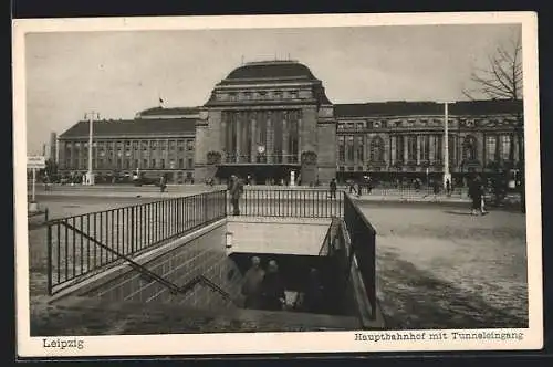 AK Leipzig, Hauptbahnhof mit Tunneleingang