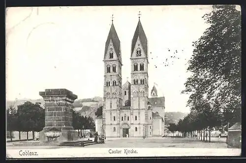 AK Coblenz, Castor Kirche und Denkmal