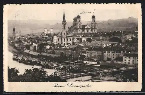 AK Passau, Donaupartie, Dampfer fährt unter Eisenbahnbrücke hindurch