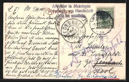 AK Meiningen, Panoramablick vom Berg aus