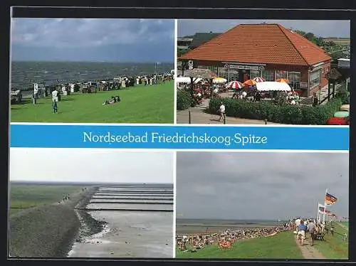 AK Friedrichskoog-Spitze, Restaurant Zur Spitze, Meerblick, Dünenweg