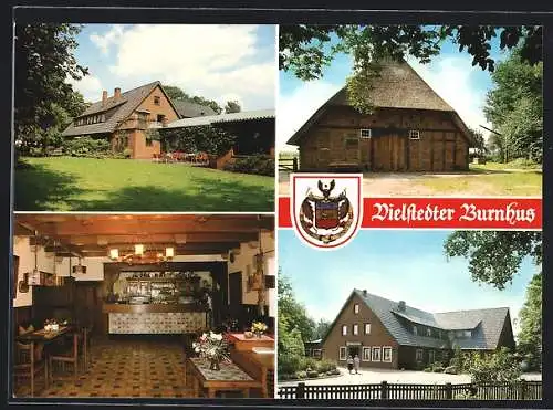 AK Vielstedt, Gasthaus Strackerjan`s Vielstedter Burnhus mit Innenansicht