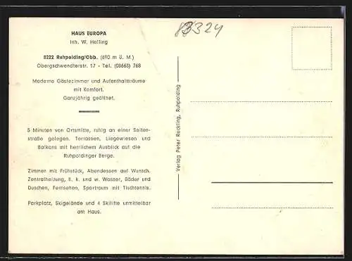 AK Ruhpolding /Obb., Haus Europa mit Gästen im Garten