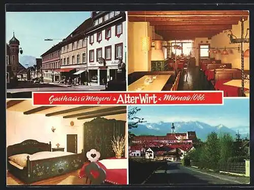 AK Murnau / Staffelsee, Gasthaus & Metzgerei Alter Wirt, Inh. E. Baumgartl