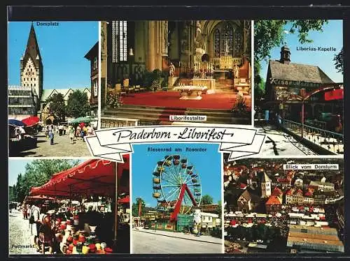 AK Paderborn, Dom und Umgebung zum Liborifest, Pottmarkt, Riesenrad am Rosentor