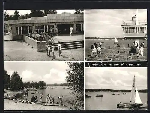 AK Gross-Särchen am Knappensee, Bänke am See, Strandleben, Seeblick