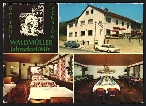 AK Jahrsdorf /Mfr., Gasthof-Pension Waldmüller mit Innenansichten