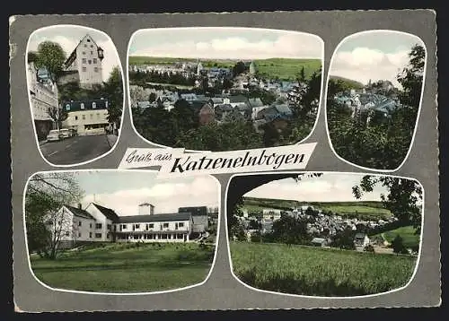 AK Katzenelnbogen /Taunus, Gesamtansicht, Strassenpartie, Schulgebäude