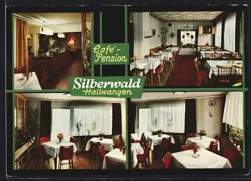 AK Hallwangen /Schwarzwald, Gaststätte-Café-Pension Silberwald, Innenansichten