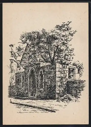 Künstler-AK Korbach, Partie am Mönchshof