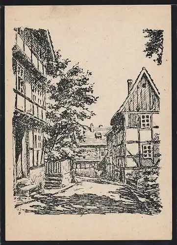 Künstler-AK Korbach, Partie im Tempel