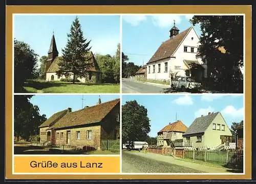 AK Lanz /Kr. Ludwigslust, Wehrkirche, Polytechnische Oberschule Friedrich-Ludwig-Jahn, Wittenberger Strasse