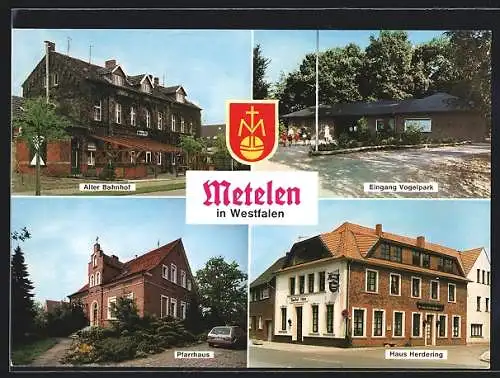AK Metelen i. Westfalen, Alter Bahnhof, Vogelpark, Haus Herdering