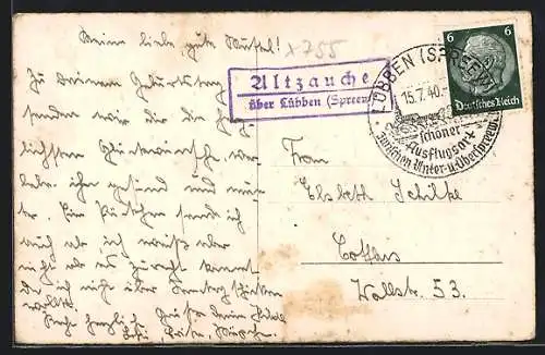 AK Landpoststempel Altzauche über Lübben (Spreew.)